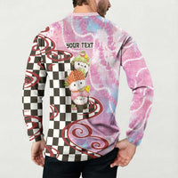 Personalized Japanese Kawaii Sushi Roll Button Sweatshirt Wagara Palaka Pattern