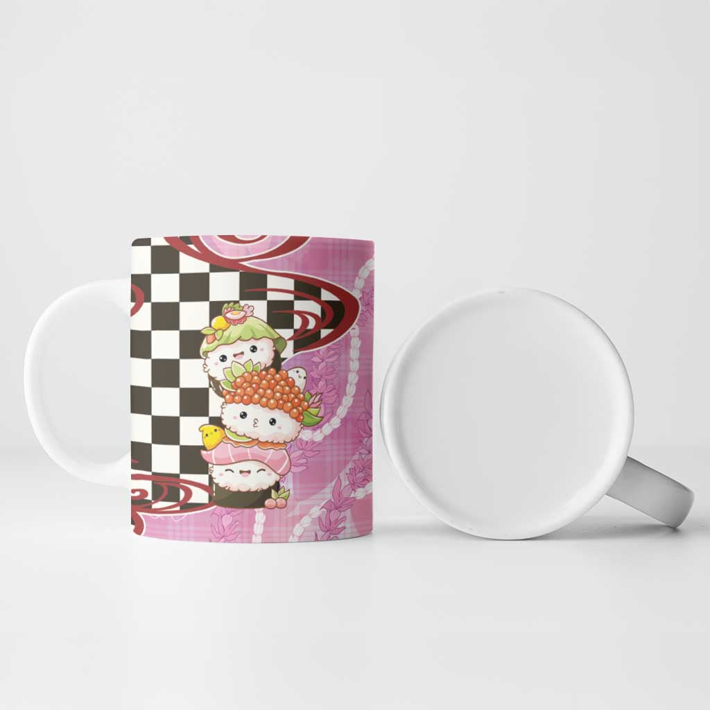 Personalized Japanese Kawaii Sushi Roll Ceramic Mug Wagara Palaka Pattern