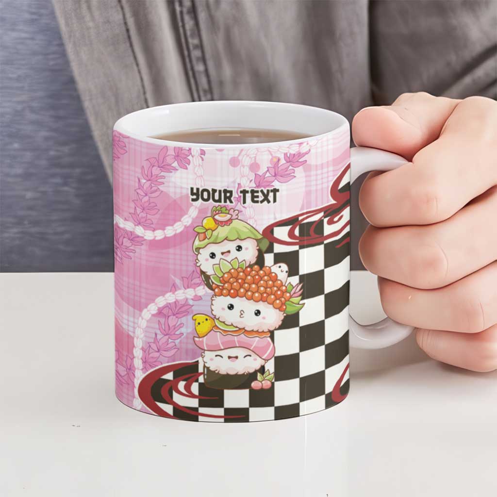 Personalized Japanese Kawaii Sushi Roll Ceramic Mug Wagara Palaka Pattern