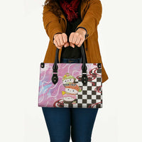 Personalized Japanese Kawaii Sushi Roll Leather Bag Wagara Palaka Pattern