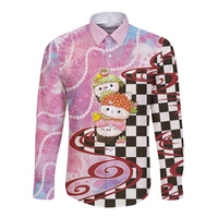 Personalized Japanese Kawaii Sushi Roll Long Sleeve Button Shirt Wagara Palaka Pattern