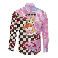 Personalized Japanese Kawaii Sushi Roll Long Sleeve Button Shirt Wagara Palaka Pattern