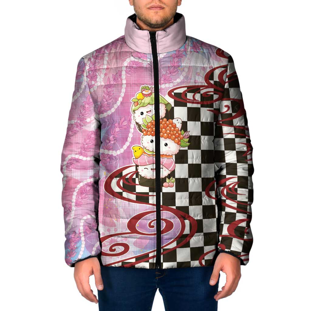 Personalized Japanese Kawaii Sushi Roll Padded Jacket Wagara Palaka Pattern