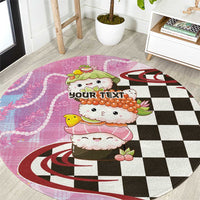 Personalized Japanese Kawaii Sushi Roll Round Carpet Wagara Palaka Pattern