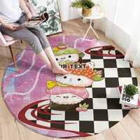 Personalized Japanese Kawaii Sushi Roll Round Carpet Wagara Palaka Pattern