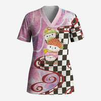 Personalized Japanese Kawaii Sushi Roll Scrub Top Wagara Palaka Pattern