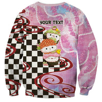 Personalized Japanese Kawaii Sushi Roll Sweatshirt Wagara Palaka Pattern