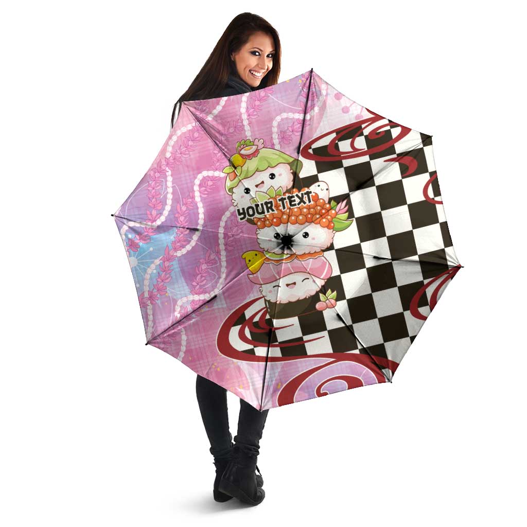 Personalized Japanese Kawaii Sushi Roll Umbrella Wagara Palaka Pattern