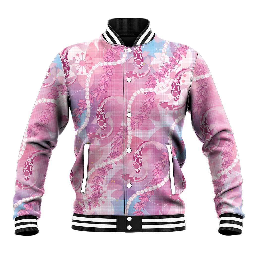 Japanese Koi Fish Baseball Jacket Pink Wagara Palaka Honohono Pikake Lei