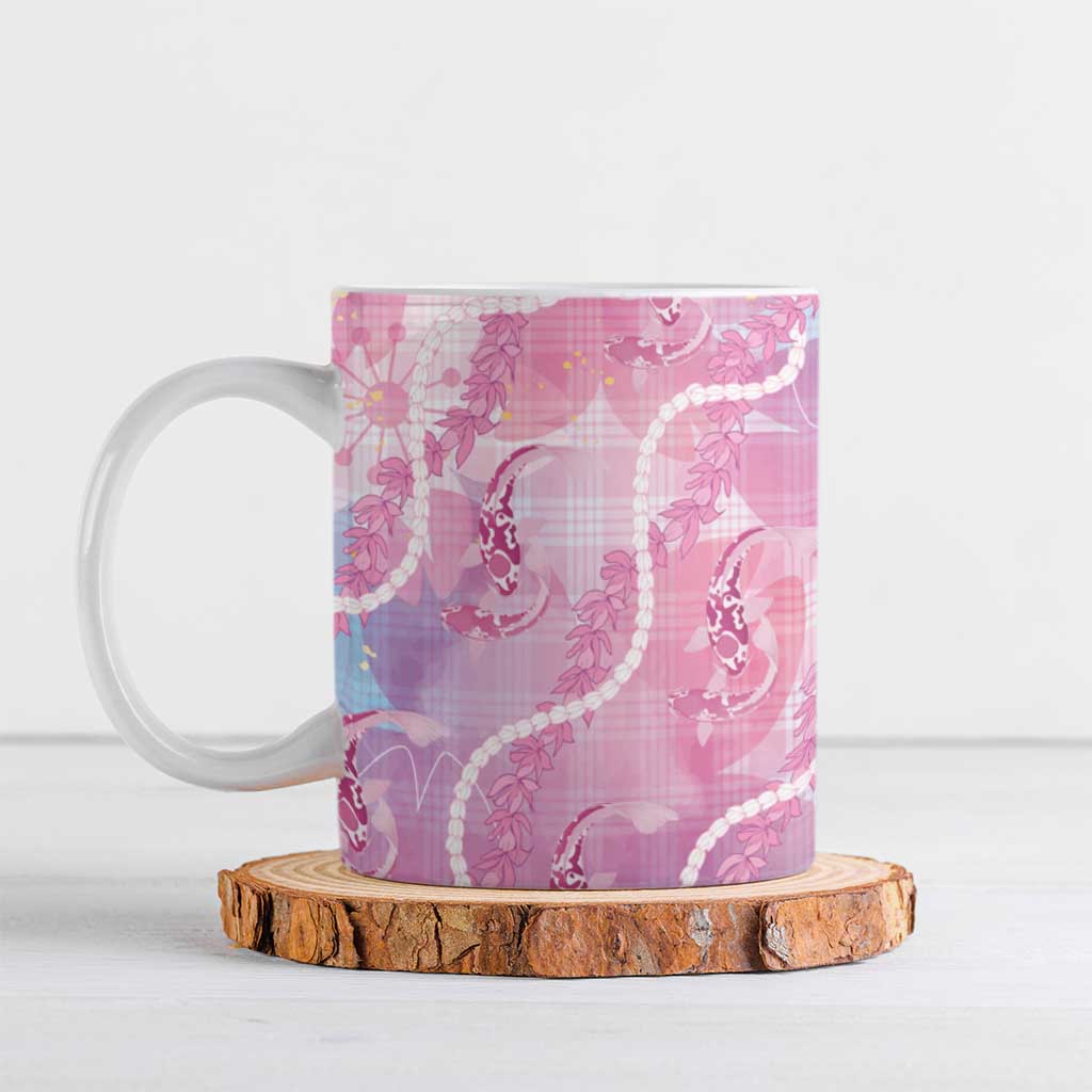 Japanese Koi Fish Ceramic Mug Pink Wagara Palaka Honohono Pikake Lei