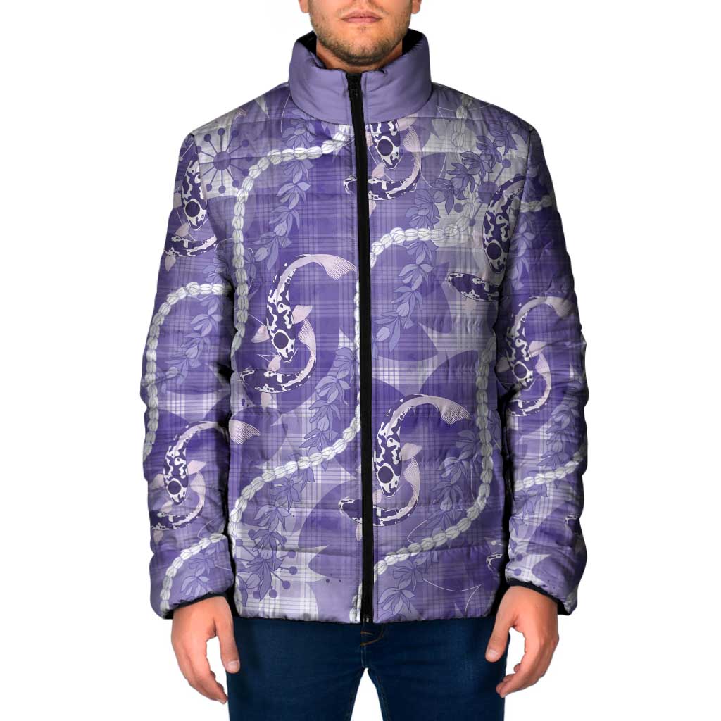Japanese Koi Fish Padded Jacket Purple Wagara Palaka Honohono Pikake Lei