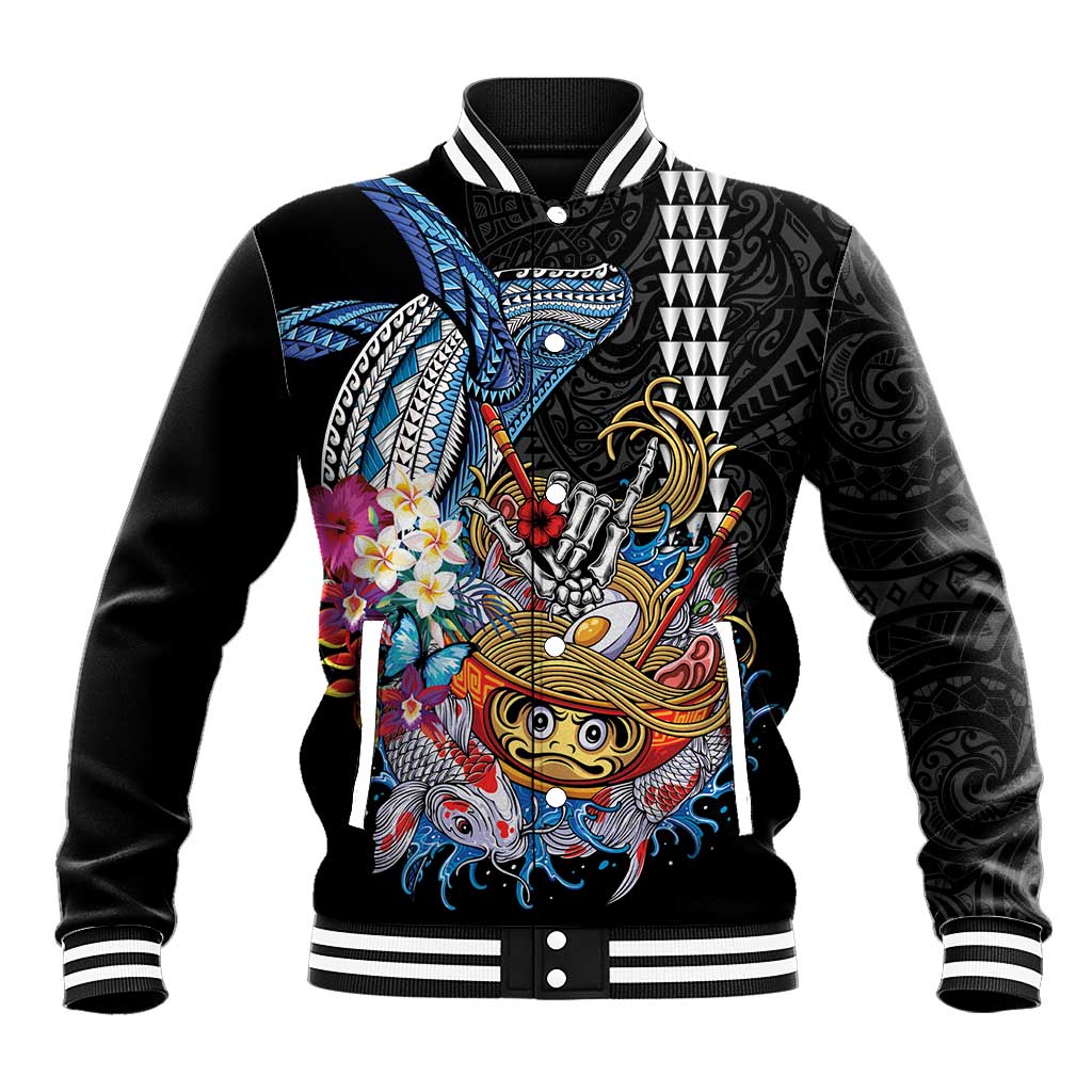 Personalized Japanese Koi Fish Ramen Baseball Jacket Aloha Shark Kakau Pattern