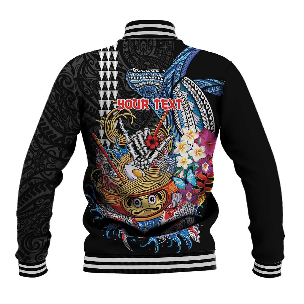 Personalized Japanese Koi Fish Ramen Baseball Jacket Aloha Shark Kakau Pattern