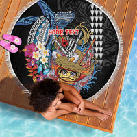 Personalized Japanese Koi Fish Ramen Beach Blanket Aloha Shark Kakau Pattern