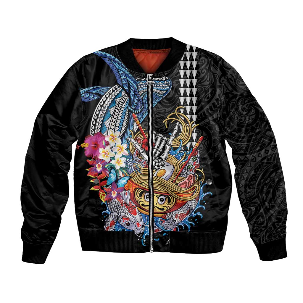 Personalized Japanese Koi Fish Ramen Bomber Jacket Aloha Shark Kakau Pattern