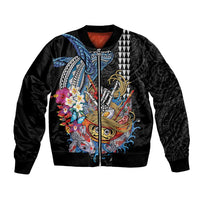 Personalized Japanese Koi Fish Ramen Bomber Jacket Aloha Shark Kakau Pattern