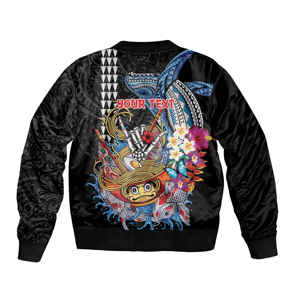 Personalized Japanese Koi Fish Ramen Bomber Jacket Aloha Shark Kakau Pattern