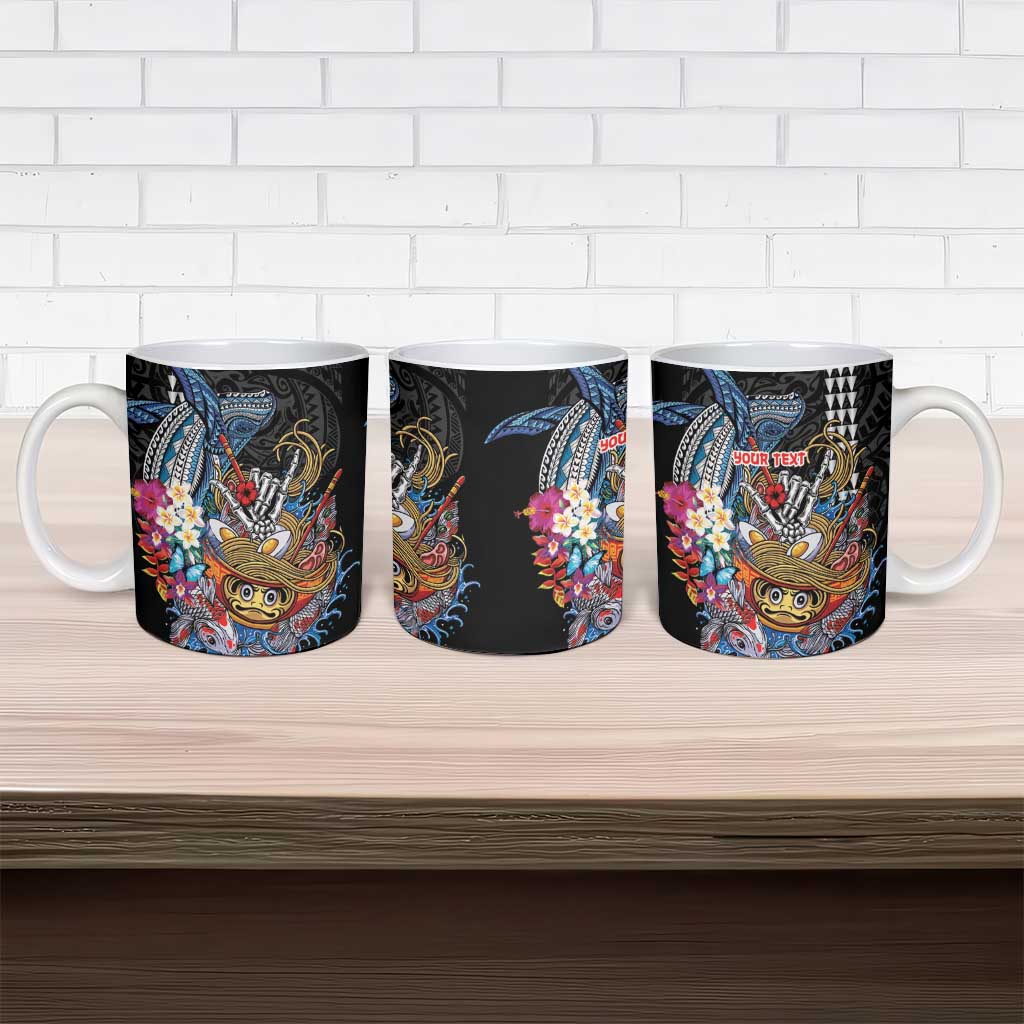 Personalized Japanese Koi Fish Ramen Ceramic Mug Aloha Shark Kakau Pattern
