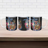 Personalized Japanese Koi Fish Ramen Ceramic Mug Aloha Shark Kakau Pattern