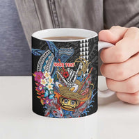 Personalized Japanese Koi Fish Ramen Ceramic Mug Aloha Shark Kakau Pattern