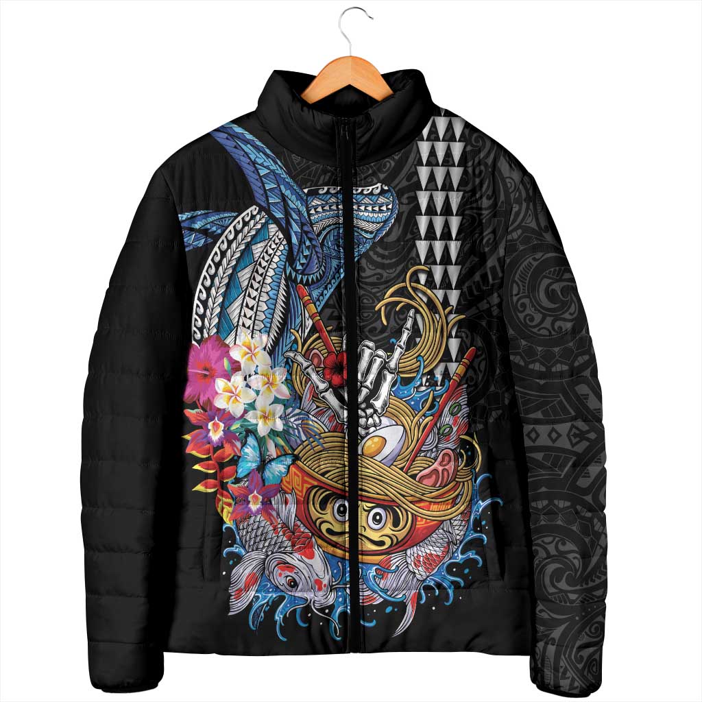 Personalized Japanese Koi Fish Ramen Padded Jacket Aloha Shark Kakau Pattern
