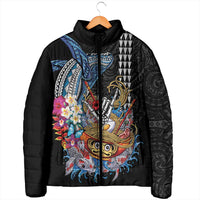 Personalized Japanese Koi Fish Ramen Padded Jacket Aloha Shark Kakau Pattern