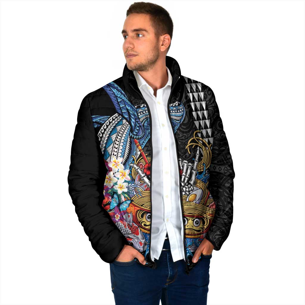 Personalized Japanese Koi Fish Ramen Padded Jacket Aloha Shark Kakau Pattern
