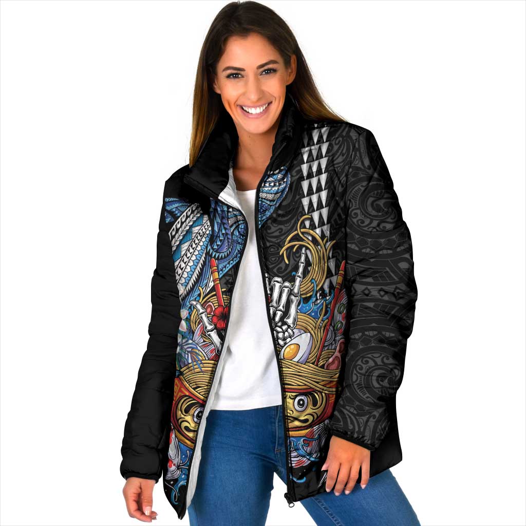 Personalized Japanese Koi Fish Ramen Padded Jacket Aloha Shark Kakau Pattern