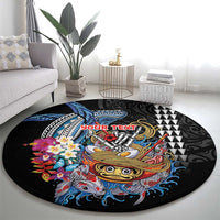 Personalized Japanese Koi Fish Ramen Round Carpet Aloha Shark Kakau Pattern