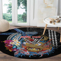 Personalized Japanese Koi Fish Ramen Round Carpet Aloha Shark Kakau Pattern