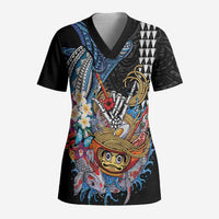Personalized Japanese Koi Fish Ramen Scrub Top Aloha Shark Kakau Pattern