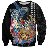 Personalized Japanese Koi Fish Ramen Sweatshirt Aloha Shark Kakau Pattern