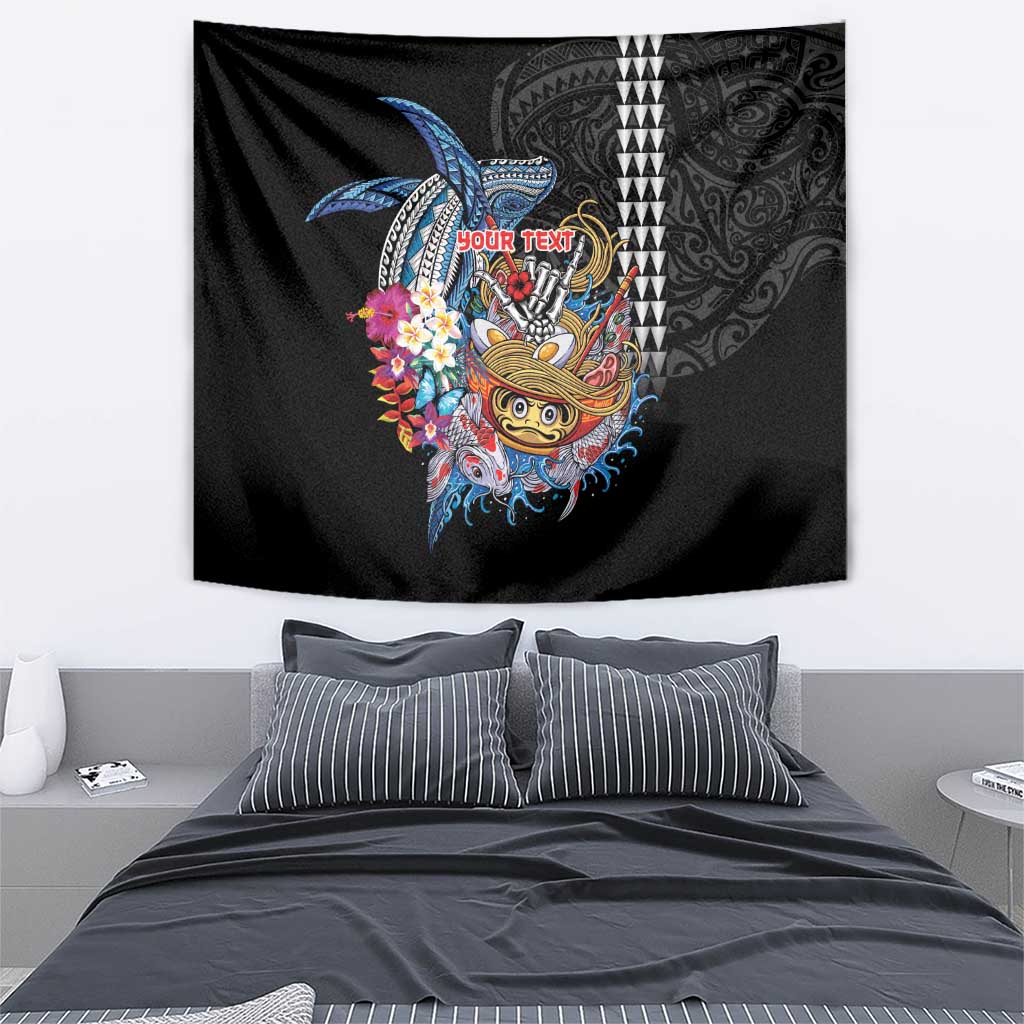 Personalized Japanese Koi Fish Ramen Tapestry Aloha Shark Kakau Pattern
