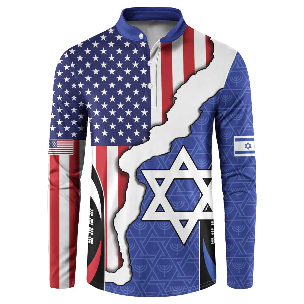USA Israel Button Sweatshirt Stars of David Sporty Style