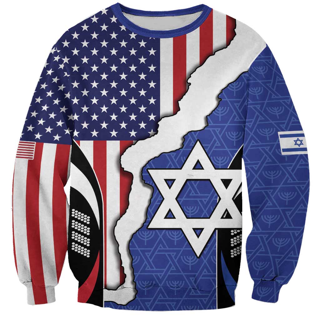 USA Israel Sweatshirt Stars of David Sporty Style