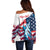 Personalized United States Independence Day Off Shoulder Sweater Statue of Liberty Happy 4th Of July - Wonder Print Shop