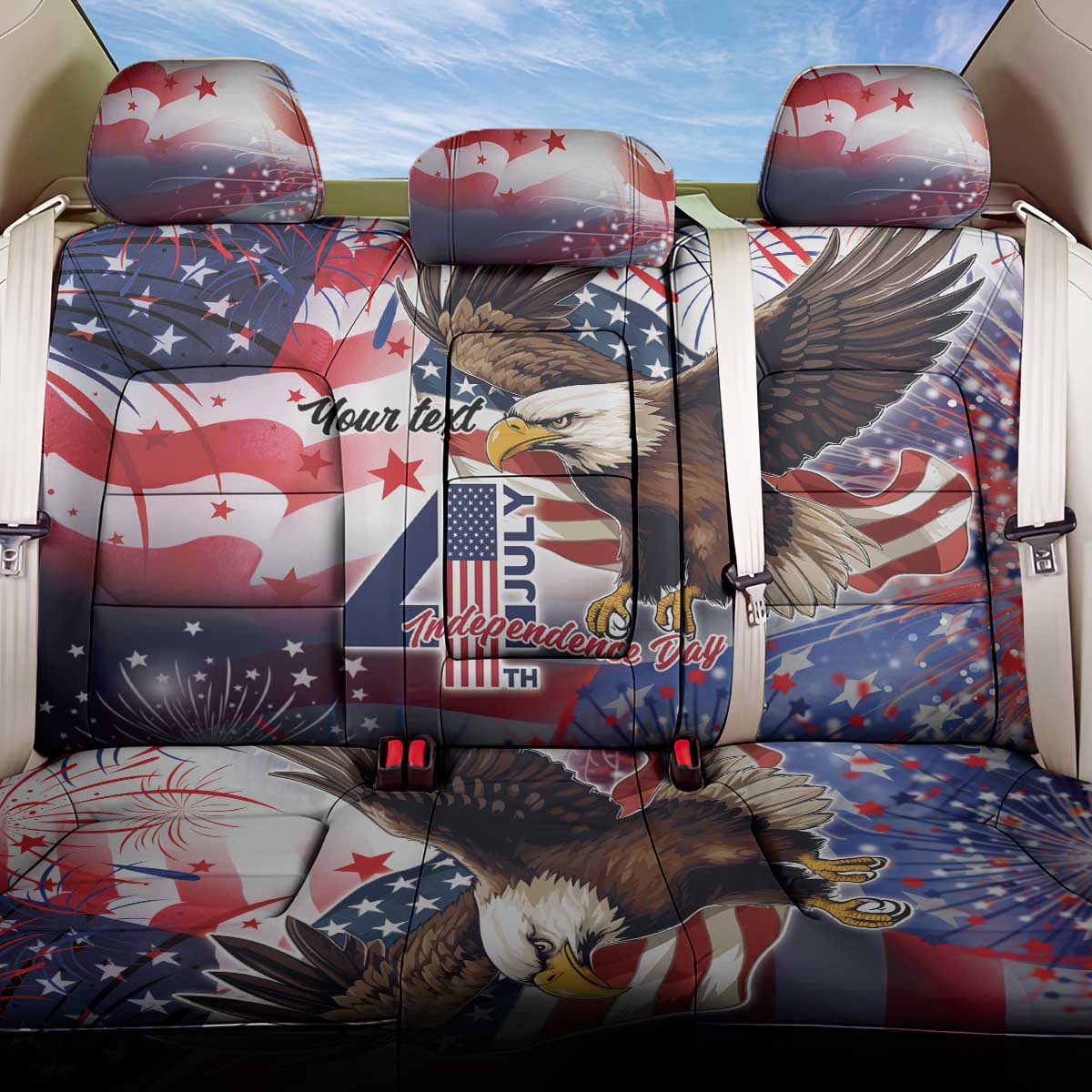 Personalized American Eagles 4th of July Back Car Seat Cover USA Independence Day LT9 - Wonder Print Shop