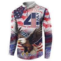 Men's button sweatshirt front panel with USA eagle, stars, fireworks, Independence Day text