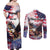 Personalized American Eagles 4th of July Couples Matching Off Shoulder Maxi Dress and Long Sleeve Button Shirt USA Independence Day LT9 - Wonder Print Shop