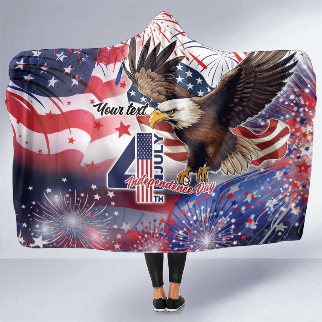 Personalized American Eagles 4th of July Hooded Blanket USA Independence Day