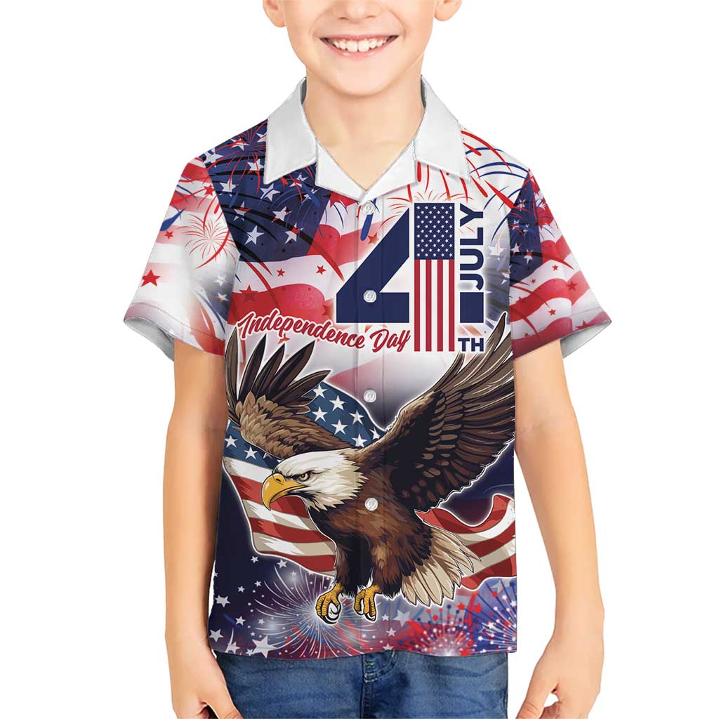 Personalized American Eagles 4th of July Kid Hawaiian Shirt USA Independence Day - Wonder Print Shop