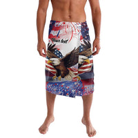 Men's patriotic eagle printed drawstring shorts with stars, stripes, and fireworks