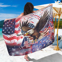 Personalized 4th of July sarong with patriotic eagle, stars, stripes and fireworks print