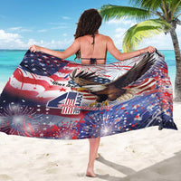 Personalized 4th of July sarong, back view with eagle and USA flag text graphic