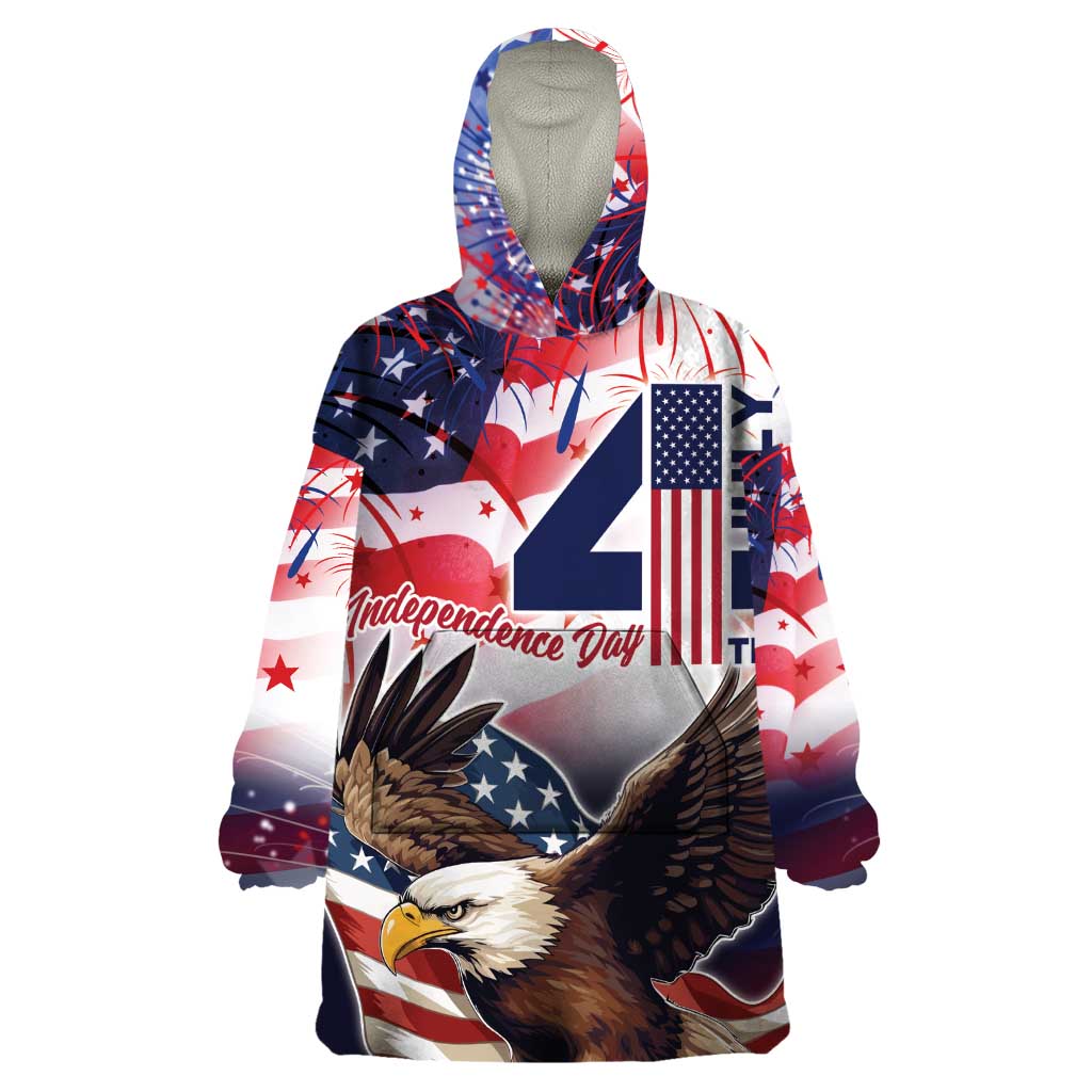 Personalized American Eagles 4th of July Wearable Blanket Hoodie USA Independence Day