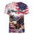 Personalized American Eagles 4th of July Women V-Neck T-Shirt USA Independence Day