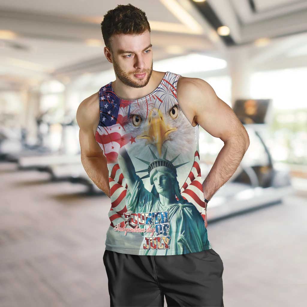 Personalized 4th of July USA Statue of Liberty Men Tank Top Happy Independence Day - Wonder Print Shop