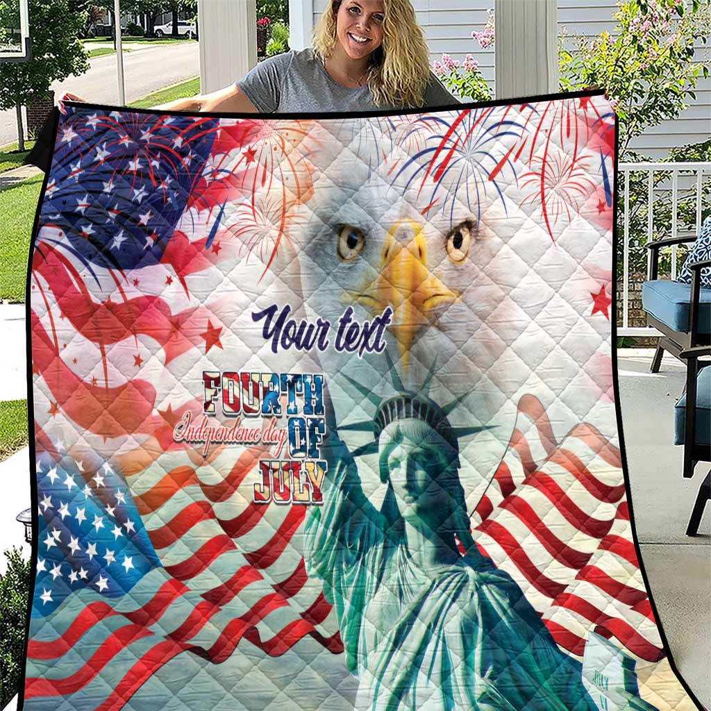 Personalized 4th of July USA Statue of Liberty Quilt Happy Independence Day