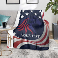 USA rugby blanket showing large eagle and 'YOUR TEXT' on gray sofa