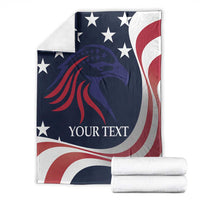 USA rugby blanket folded, star-spangled eagle graphic with 'YOUR TEXT' in navy, red, white